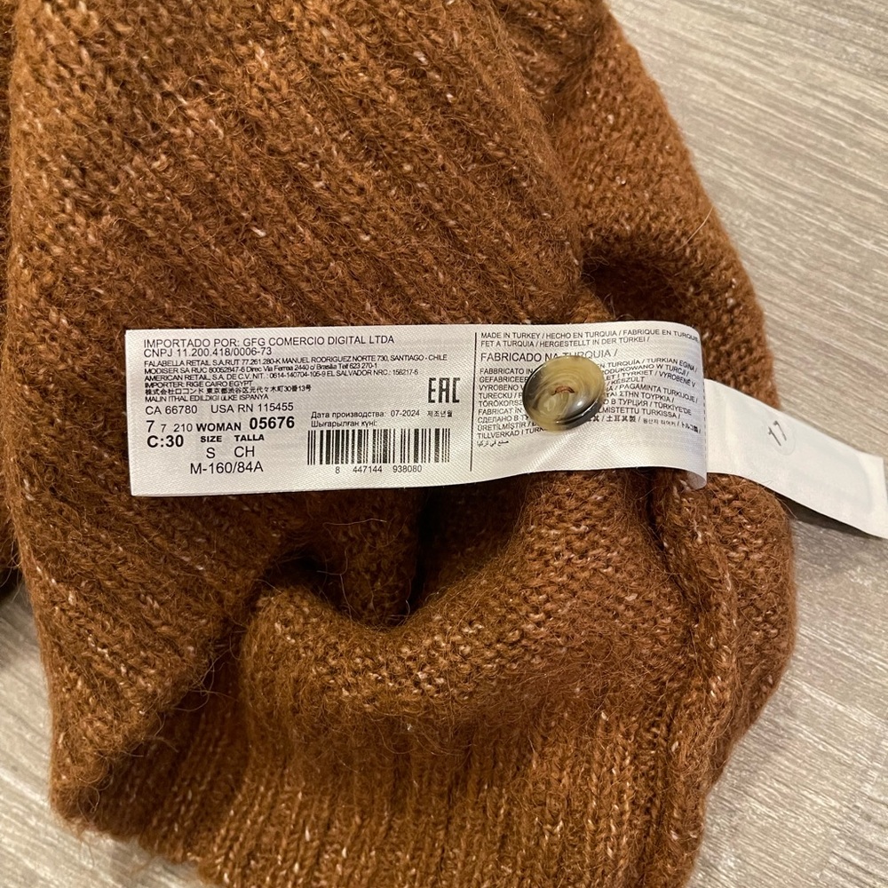 MNG Mango brown knit short sleeve polo sweater - Picture 7 of 8